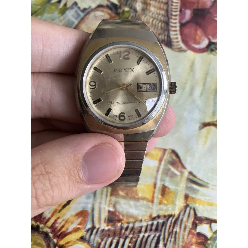 Vintage Impex Lifetime Mainspring Manual Wind Day Date Watch Untested
